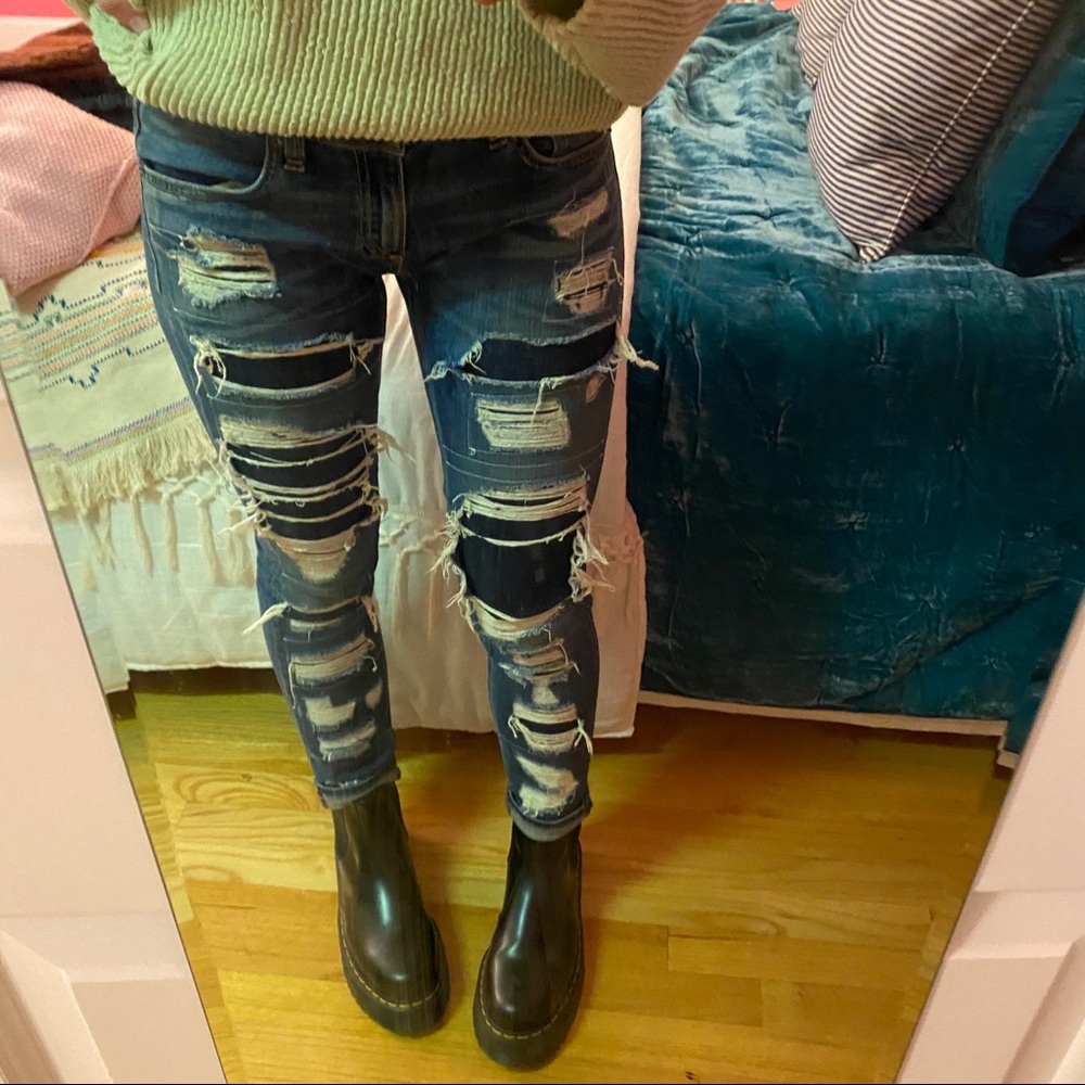 Dre Distressed & Repaired Mid-Rise Skinny Jeans - Picture 2 of 6